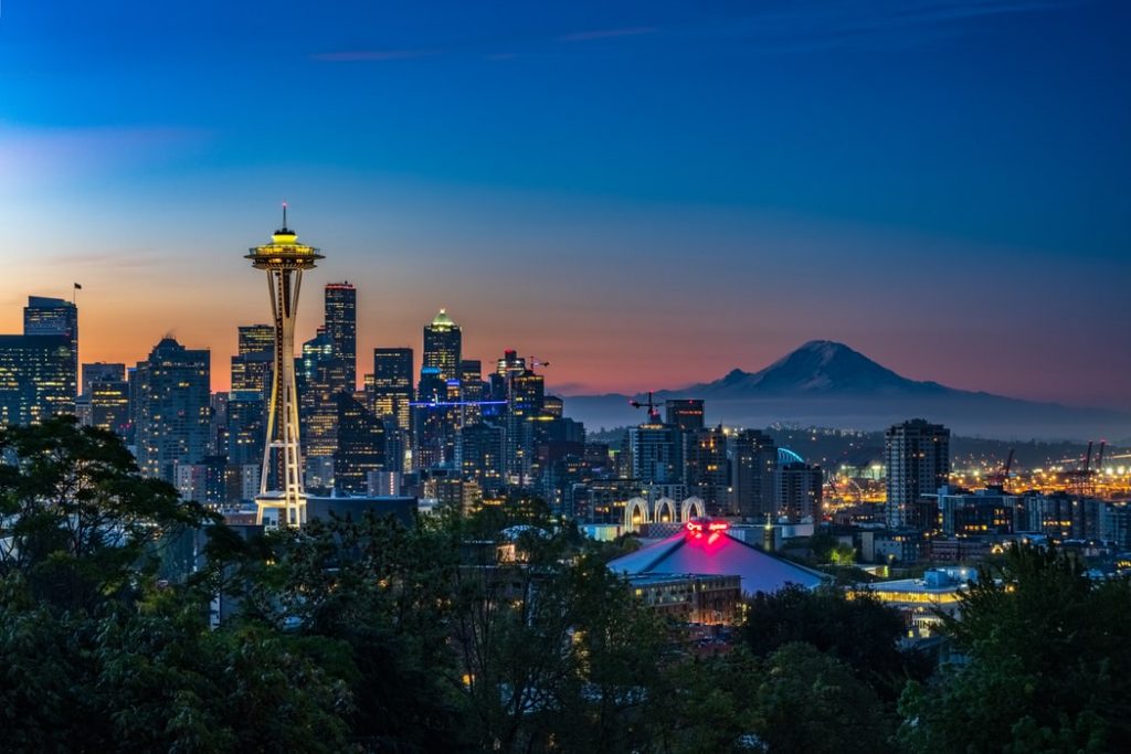 Seattle at night.