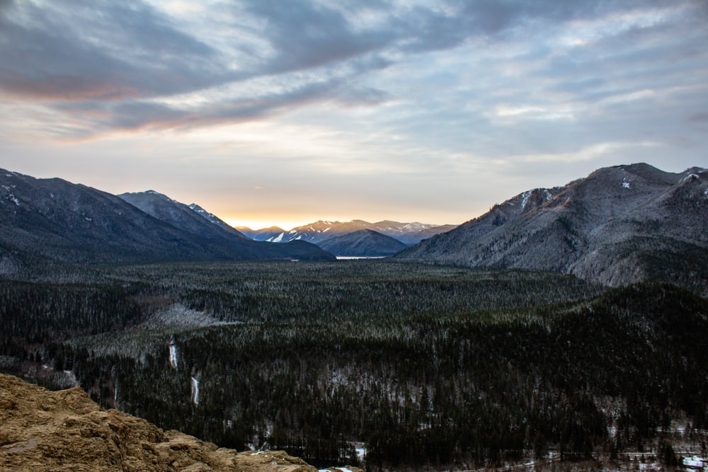 mountain ranges during sunset